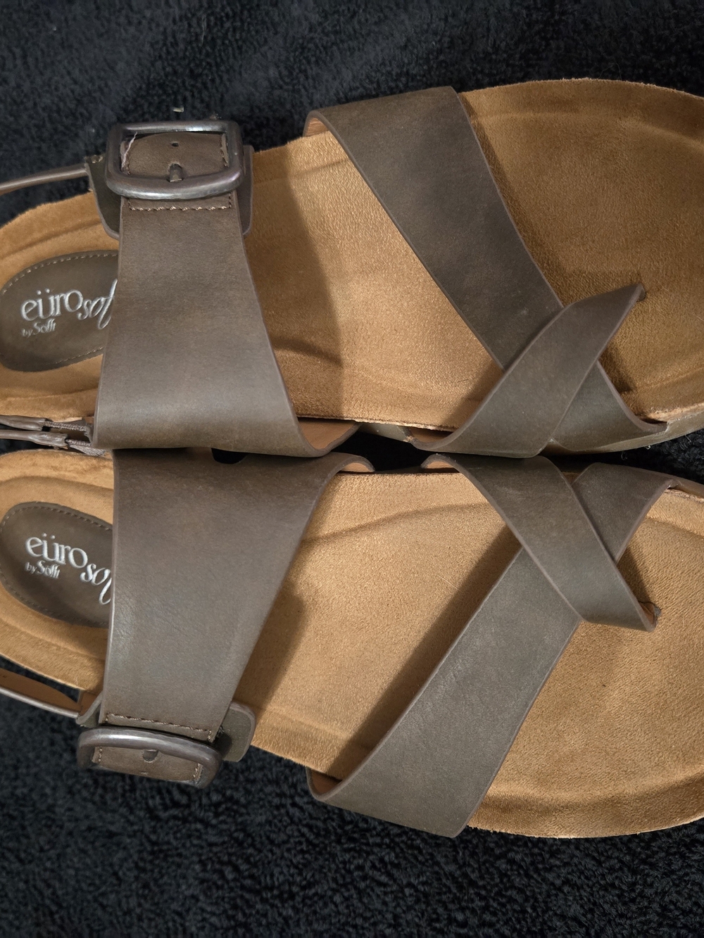 Sofft Brown Leather Cross-Strap Sandals